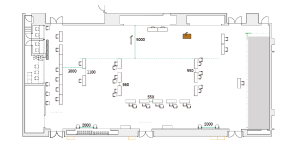 the AIRソーシャルディスタンスレイアウト図面